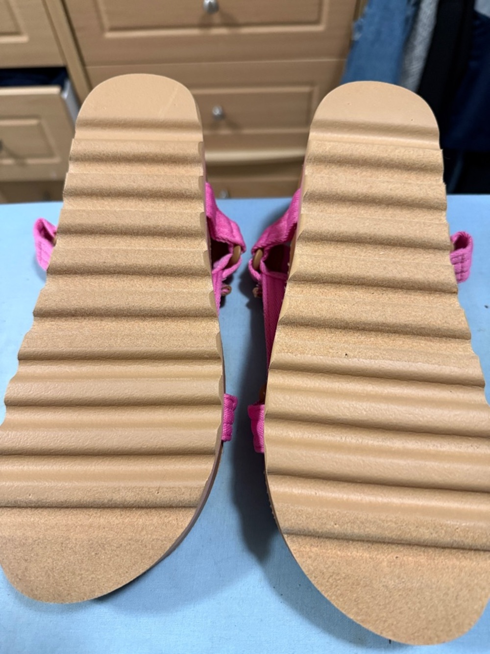 Reef Hot Pink Cork Strap Sandals - Picture 2 of 4